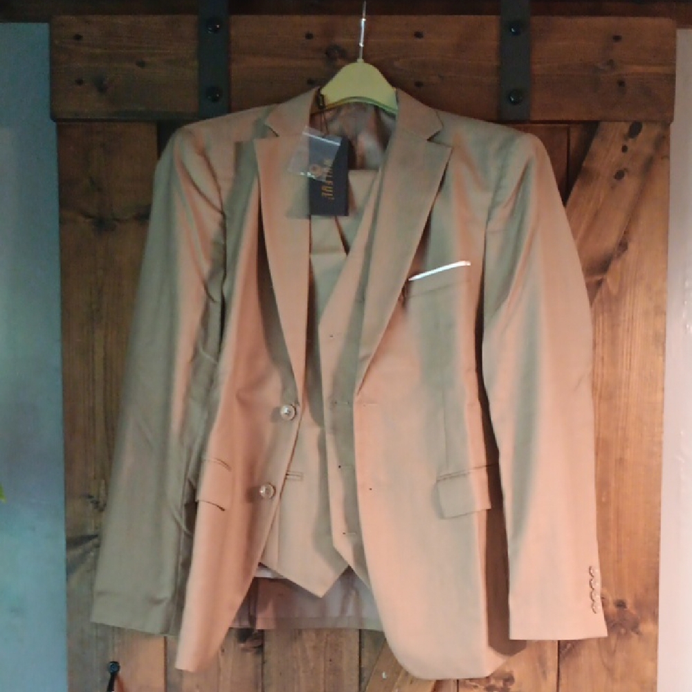 Tan Tailored Suit with Notched Lapels